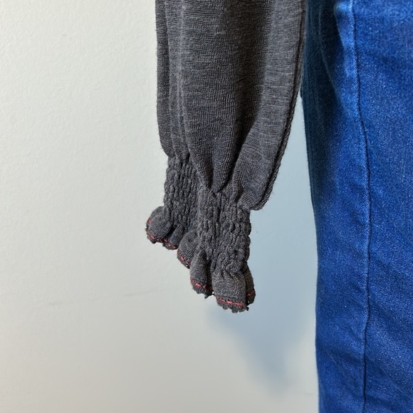 Free People Siesta Fiesta Top Embroidered
Henley Shirt Dark Grey Sz XS - Picture 5 of 12